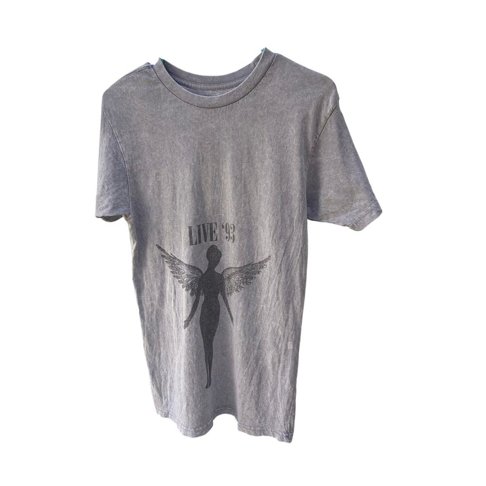 Nirvana In Utero Live 93 Graphic T-shirt Men Small Gray Wash Short Sleeve Music